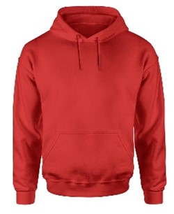 red hooded sweatshirt
